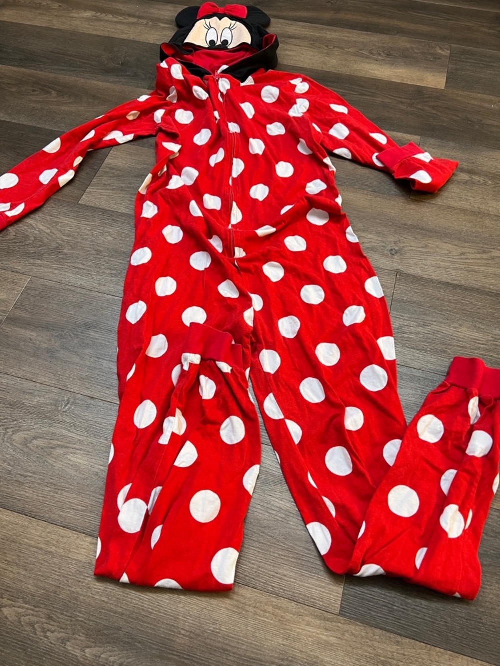 Disney Red & White Minnie Mouse Polka Dot Onesie Pajamas